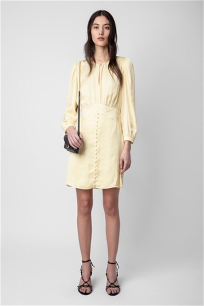 Zadig & Voltaire Rhodri Satin Vestido Amarillo | ZV-256368