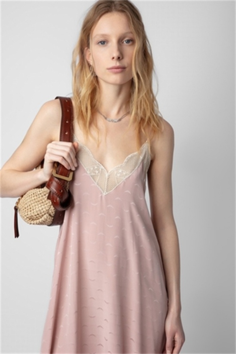 Zadig & Voltaire Risty Silk Jacquard Vestido Rosas | ZV-256375