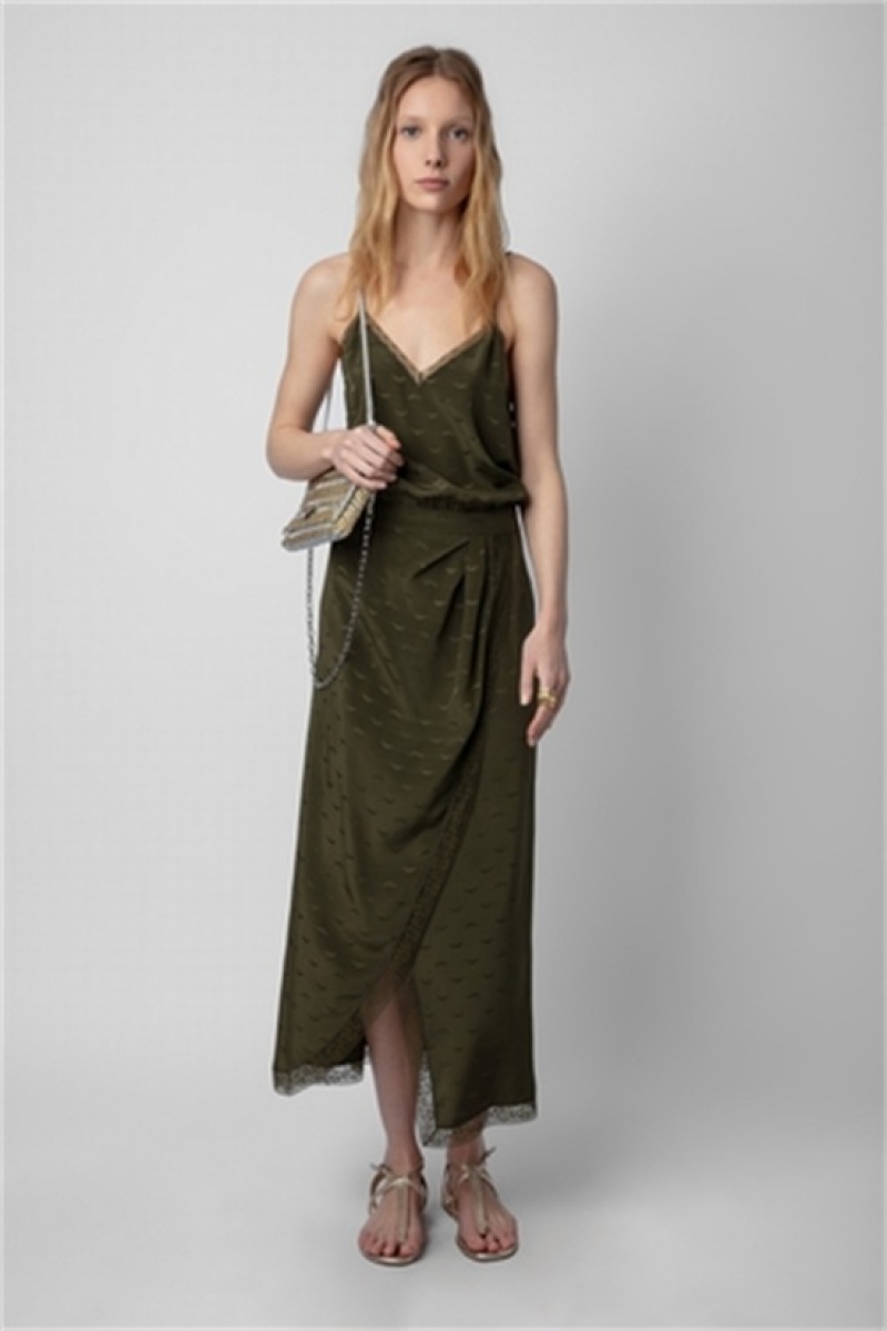 Zadig & Voltaire Rixi Silk Jacquard Vestido Verde | ZV-256374