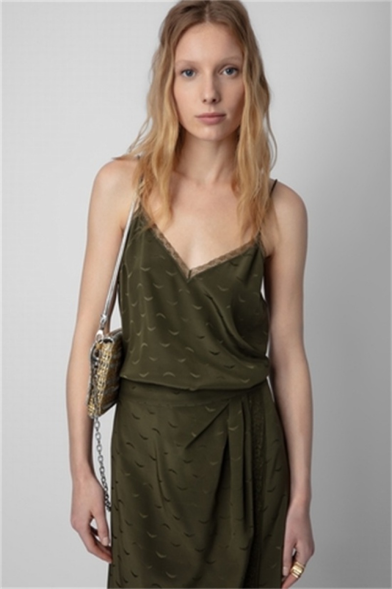 Zadig & Voltaire Rixi Silk Jacquard Vestido Verde | ZV-256374