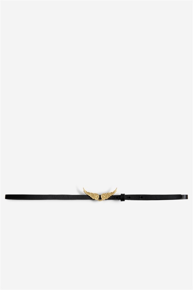 Zadig & Voltaire Rock Belt Negras Doradas | ZV-255842