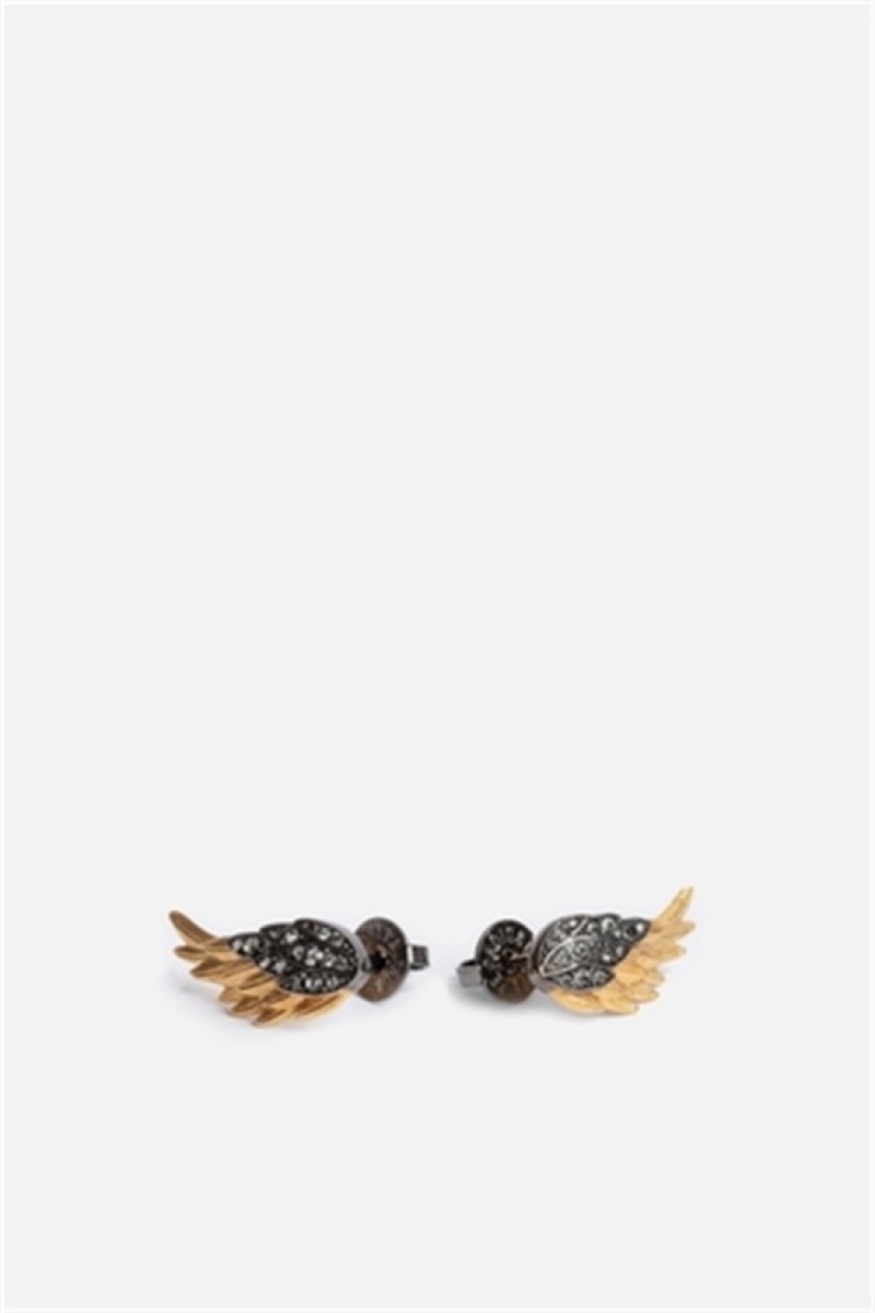 Zadig & Voltaire Rock Feather Earrings Doradas | ZV-255878