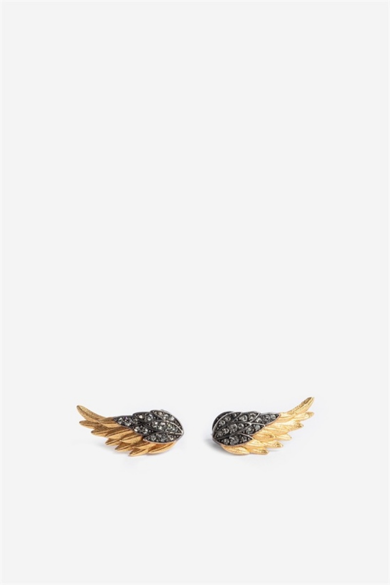 Zadig & Voltaire Rock Feather Earrings Doradas | ZV-255878