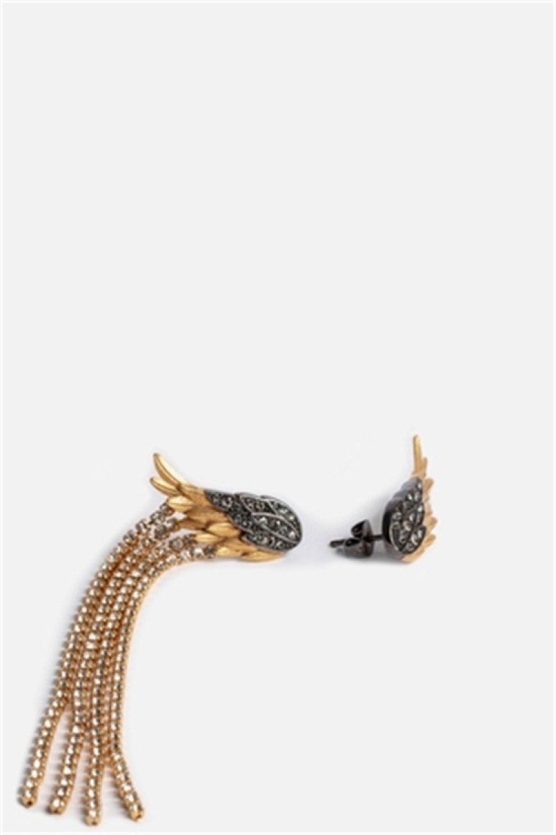 Zadig & Voltaire Rock Feather Earrings Doradas | ZV-255874