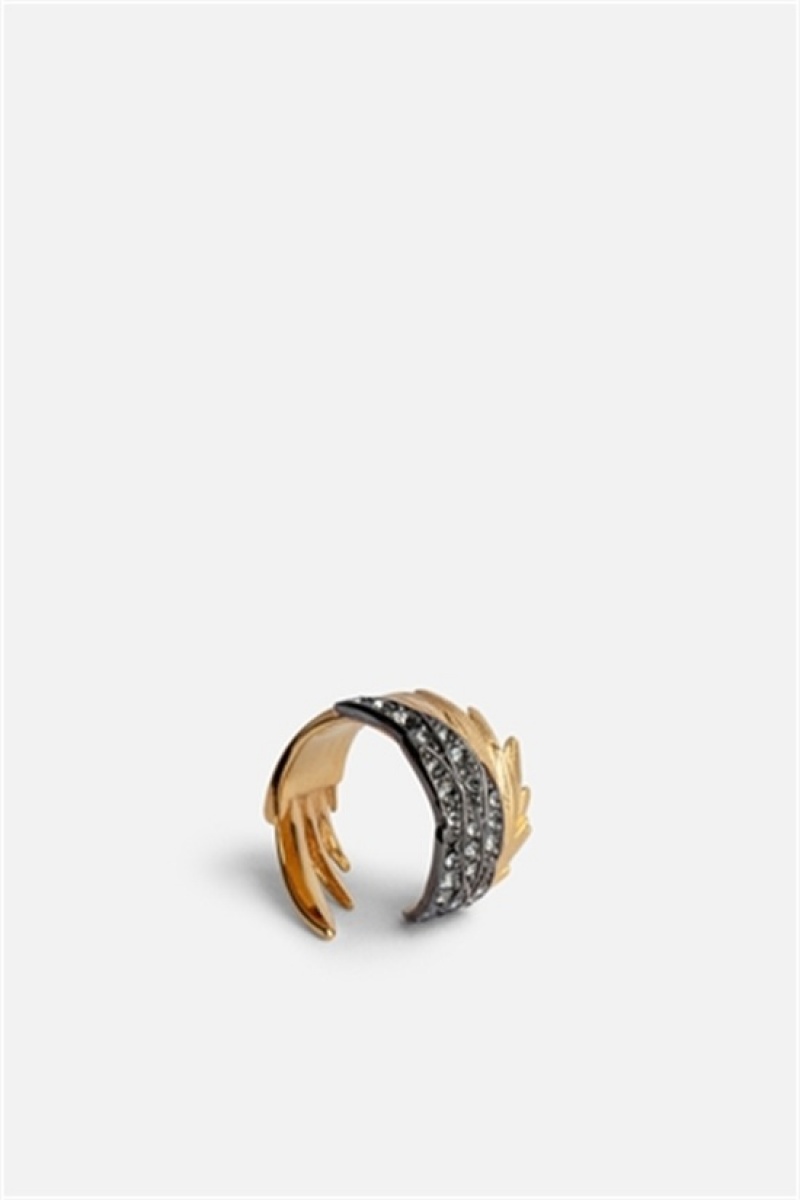 Zadig & Voltaire Rock Feather Ring Doradas | ZV-255877