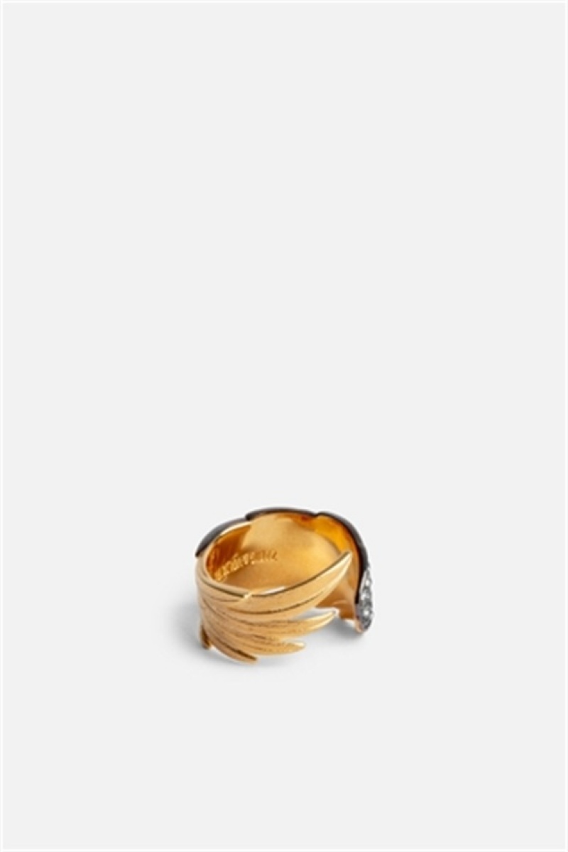 Zadig & Voltaire Rock Feather Ring Doradas | ZV-255877