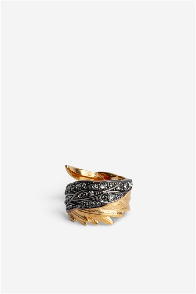 Zadig & Voltaire Rock Feather Ring Doradas | ZV-255877