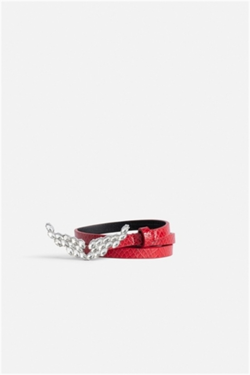 Zadig & Voltaire Rock Glossy Wild Belt Rojas | ZV-255841