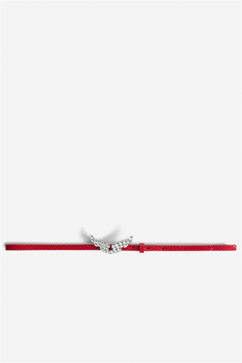 Zadig & Voltaire Rock Glossy Wild Belt Rojas | ZV-255841