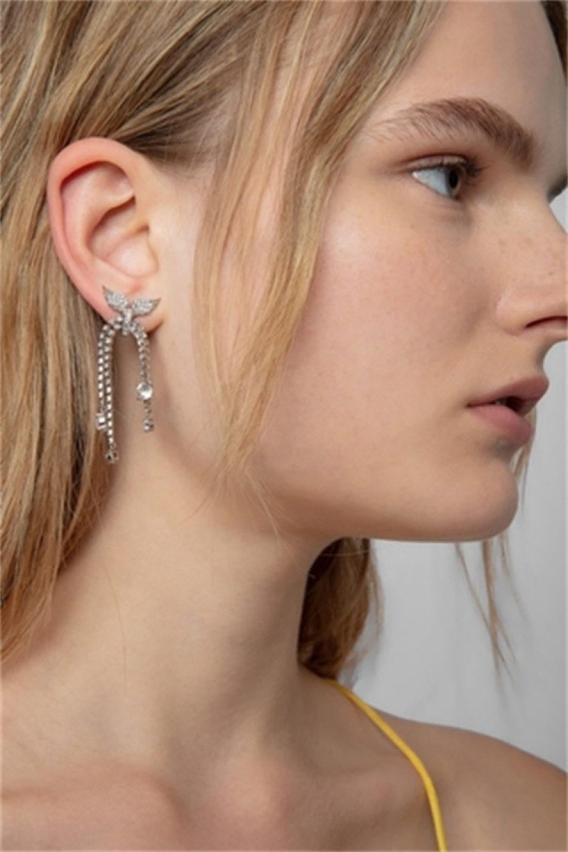 Zadig & Voltaire Rock Node Earrings Plateadas | ZV-255857