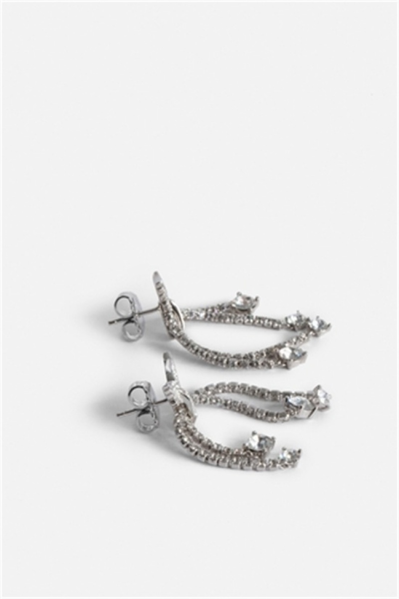 Zadig & Voltaire Rock Node Earrings Plateadas | ZV-255857