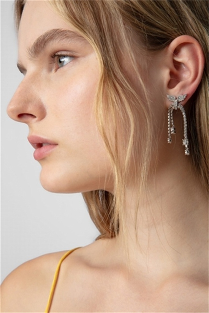 Zadig & Voltaire Rock Node Earrings Plateadas | ZV-255857