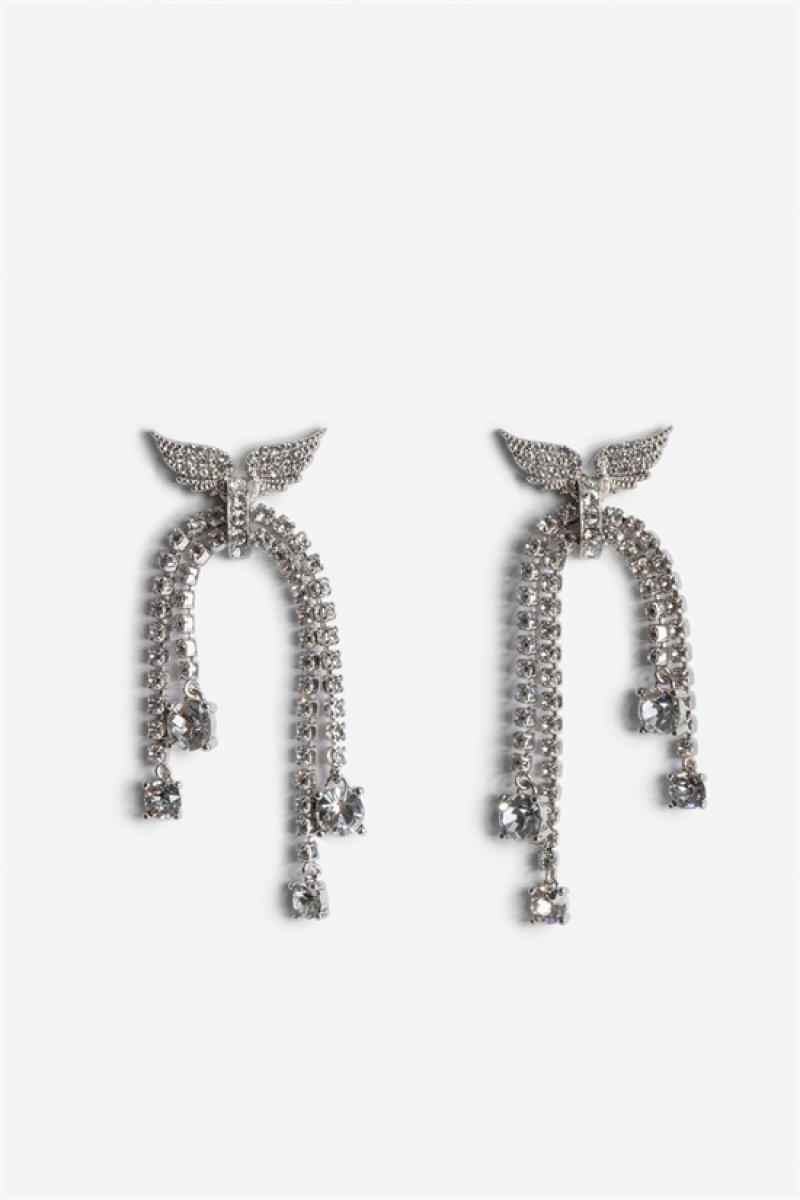 Zadig & Voltaire Rock Node Earrings Plateadas | ZV-255857