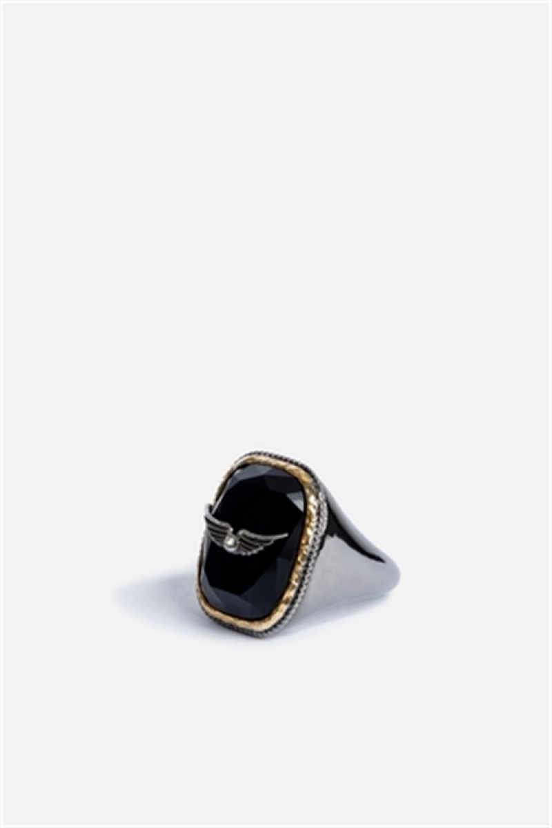 Zadig & Voltaire Rock Signet Ring Obsidian | ZV-255865