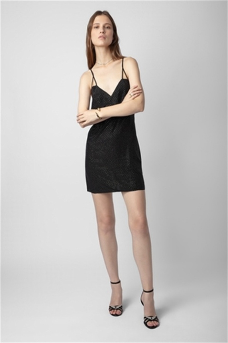 Zadig & Voltaire Rohana Diamante Silk Vestido Negras | ZV-256388