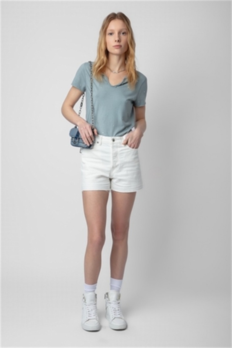 Zadig & Voltaire Sissi Denim Shorts Blancas | ZV-256216