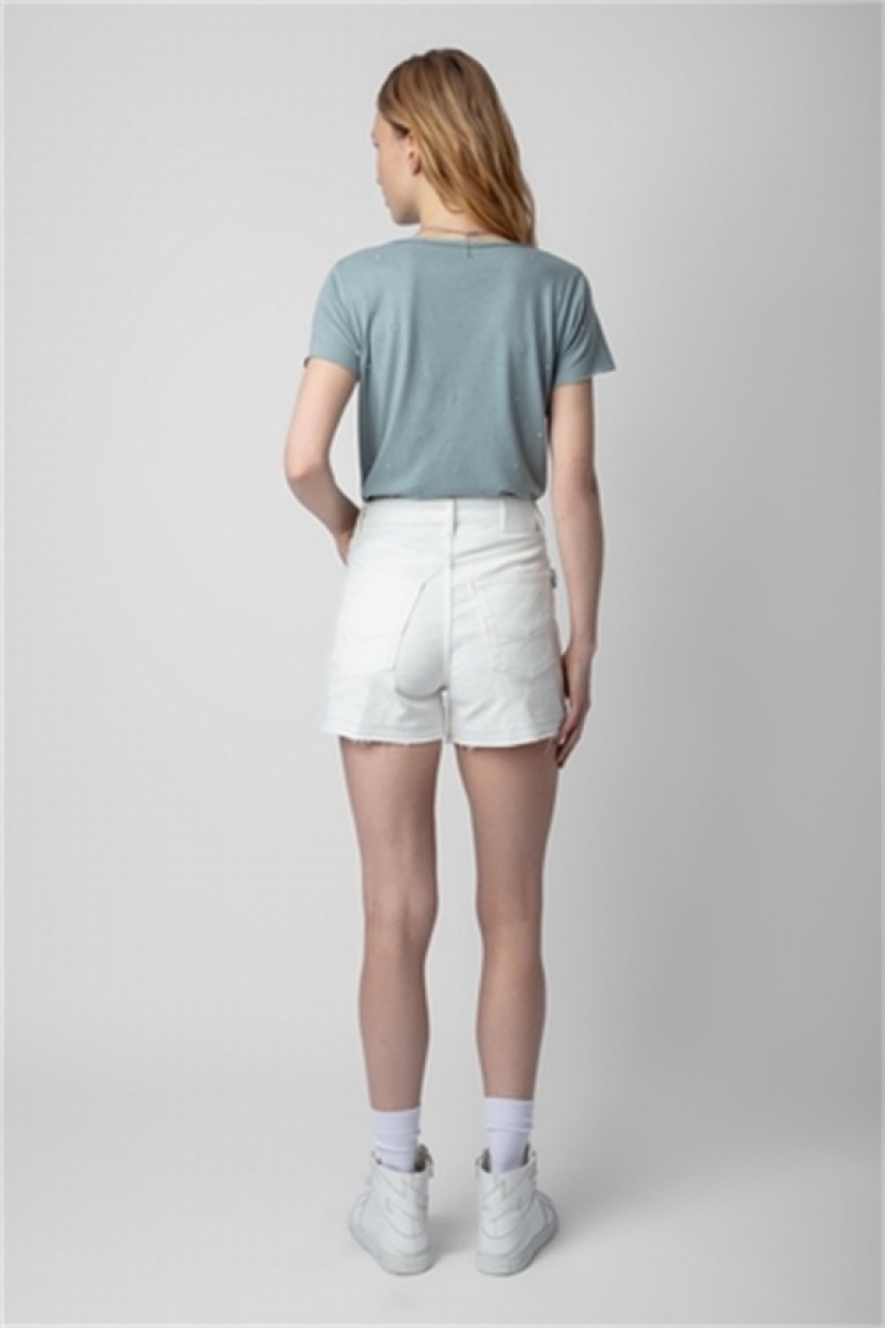 Zadig & Voltaire Sissi Denim Shorts Blancas | ZV-256216