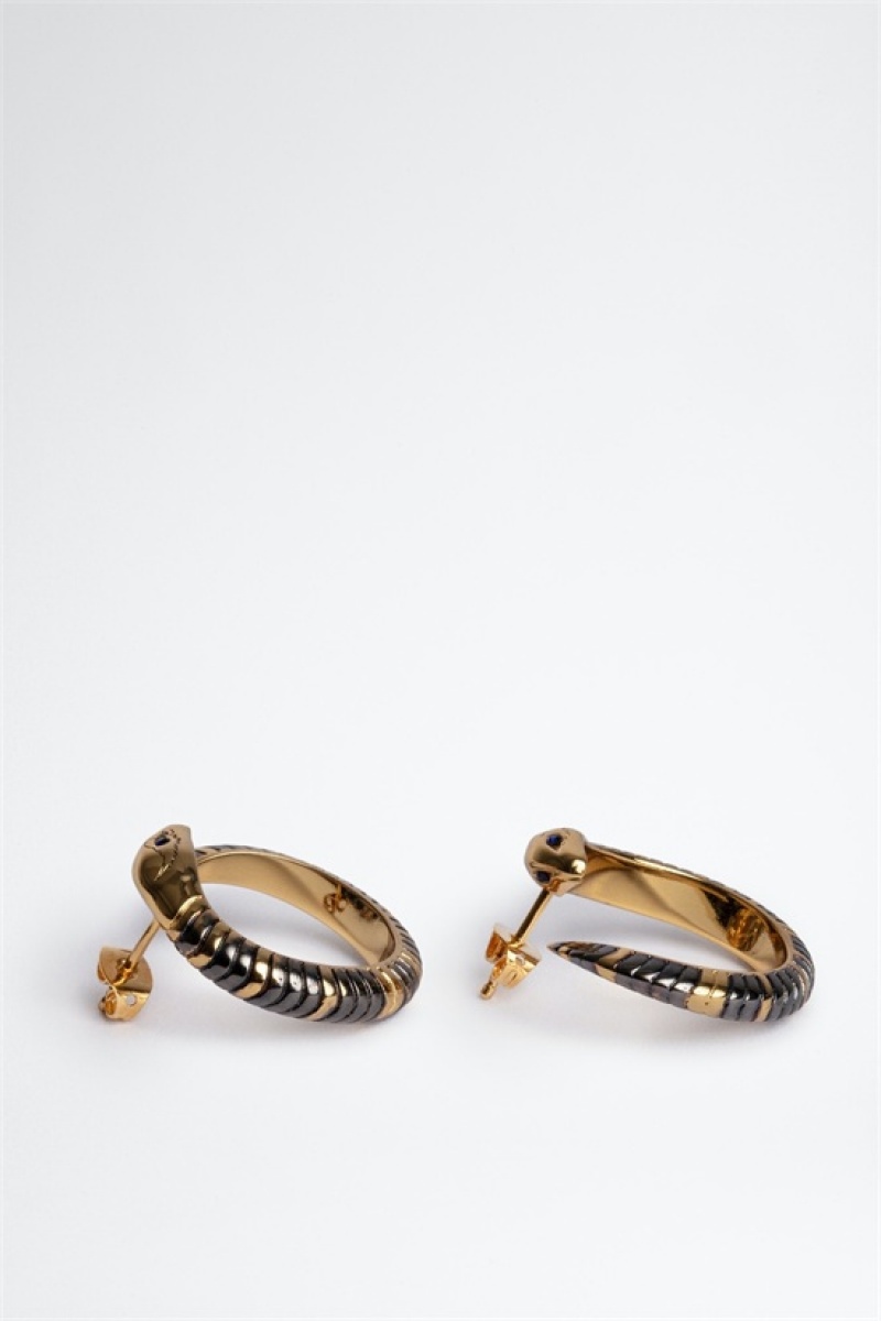 Zadig & Voltaire Snake Hoop Earrings Doradas | ZV-255881