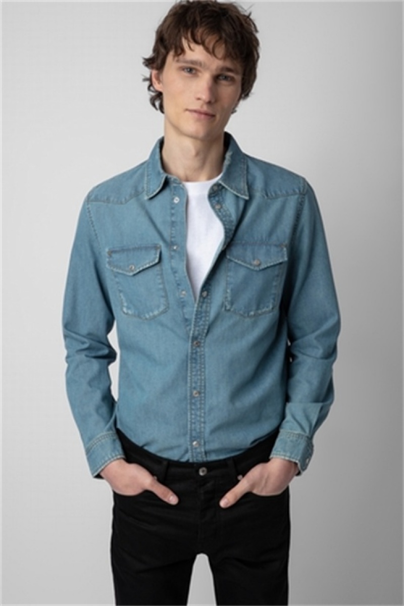 Zadig & Voltaire Stan Denim Shirt Gris | ZV-255722