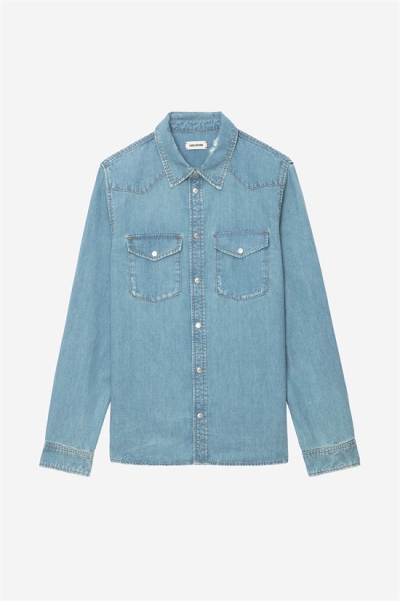 Zadig & Voltaire Stan Denim Shirt Gris | ZV-255722