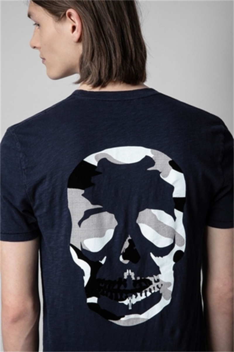 Zadig & Voltaire Stockholm Skull Tee Azules Oscuro | ZV-255714