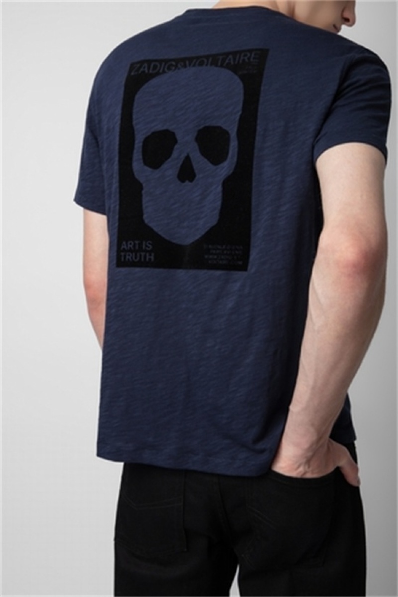 Zadig & Voltaire Stockholm Skull T-shirt Azules Oscuro | ZV-255684