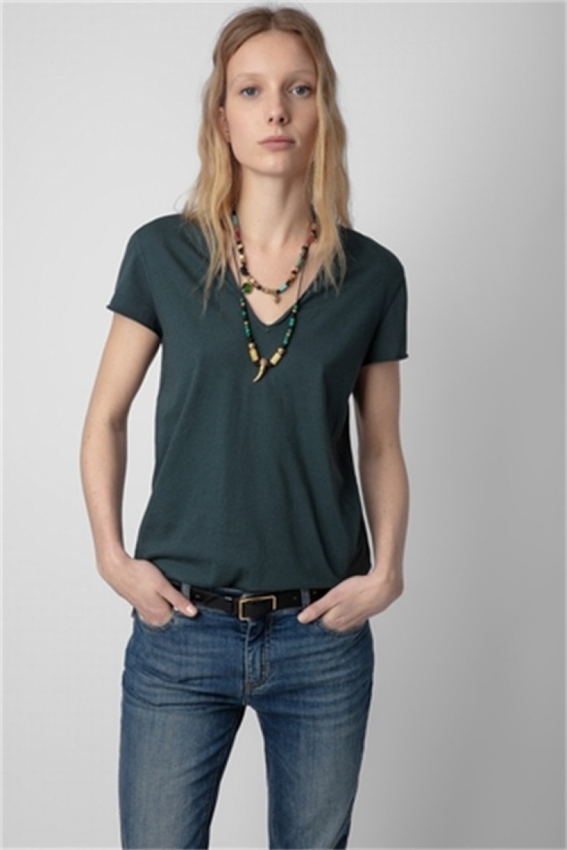 Zadig & Voltaire Story Fishnet T-shirt Verde Oscuro | ZV-256281