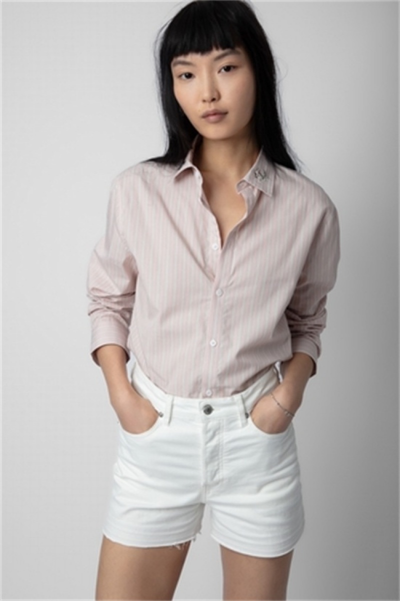 Zadig & Voltaire Sydna Stripped Shirt Rosas | ZV-256315