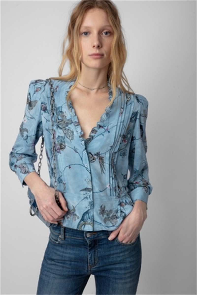 Zadig & Voltaire Talixia Diamante Blouse Azules | ZV-256335