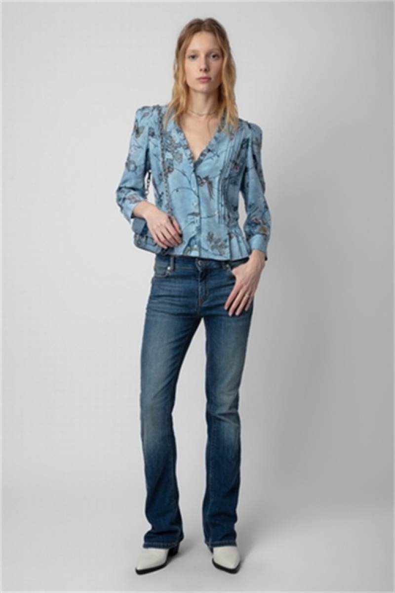 Zadig & Voltaire Talixia Diamante Blouse Azules | ZV-256335