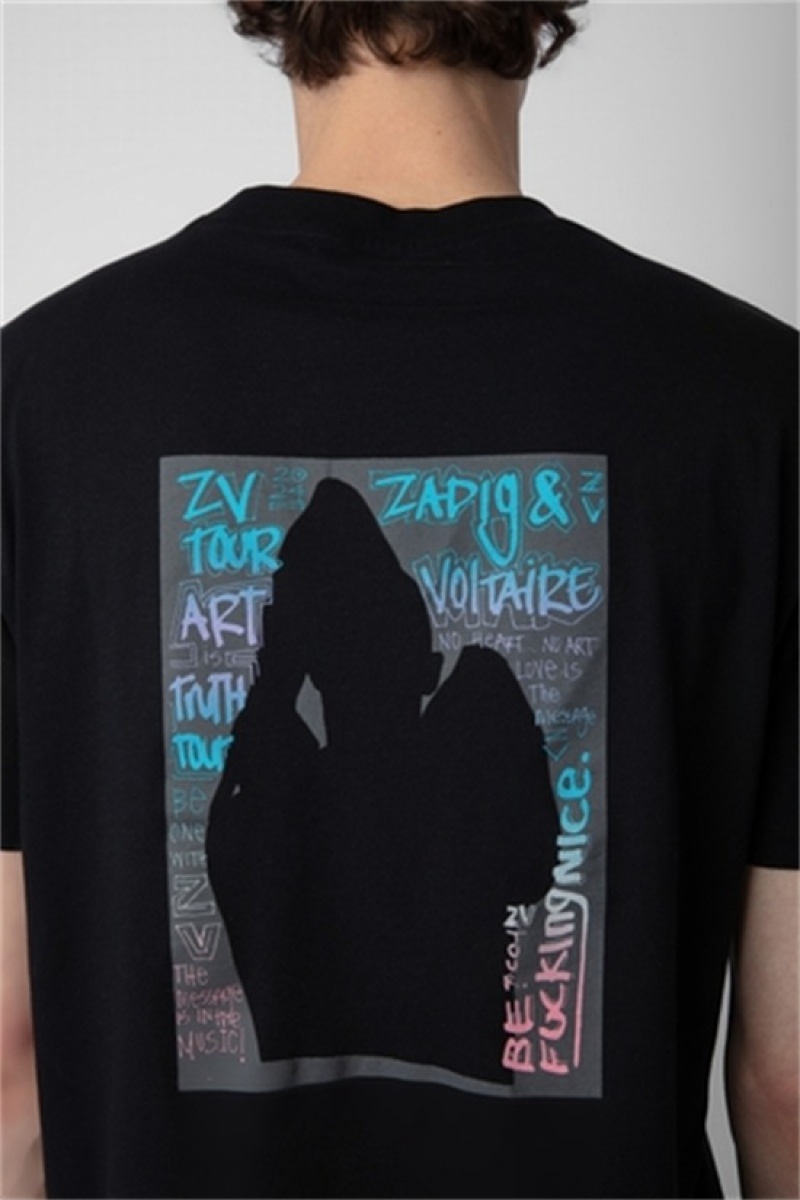 Zadig & Voltaire Ted Photoprint T-shirt Negras | ZV-255691