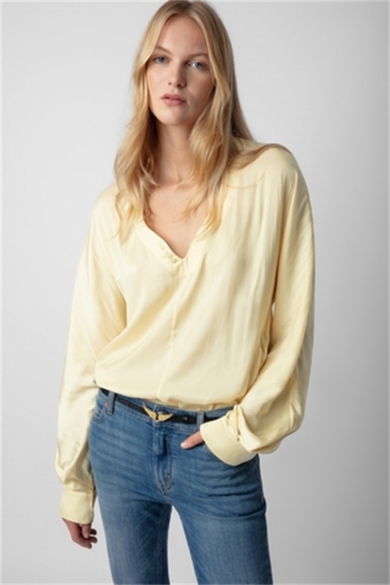 Zadig & Voltaire Tonastir Satin Blouse Amarillo | ZV-256308