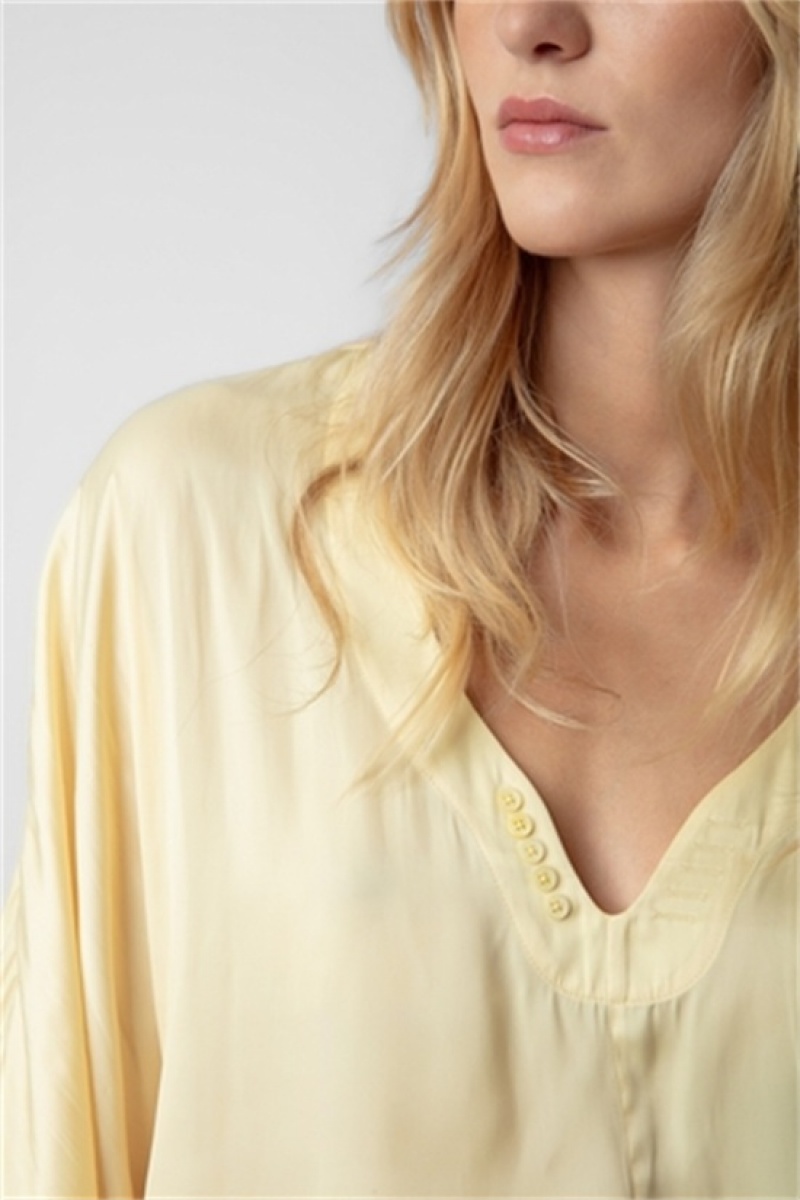 Zadig & Voltaire Tonastir Satin Blouse Amarillo | ZV-256308