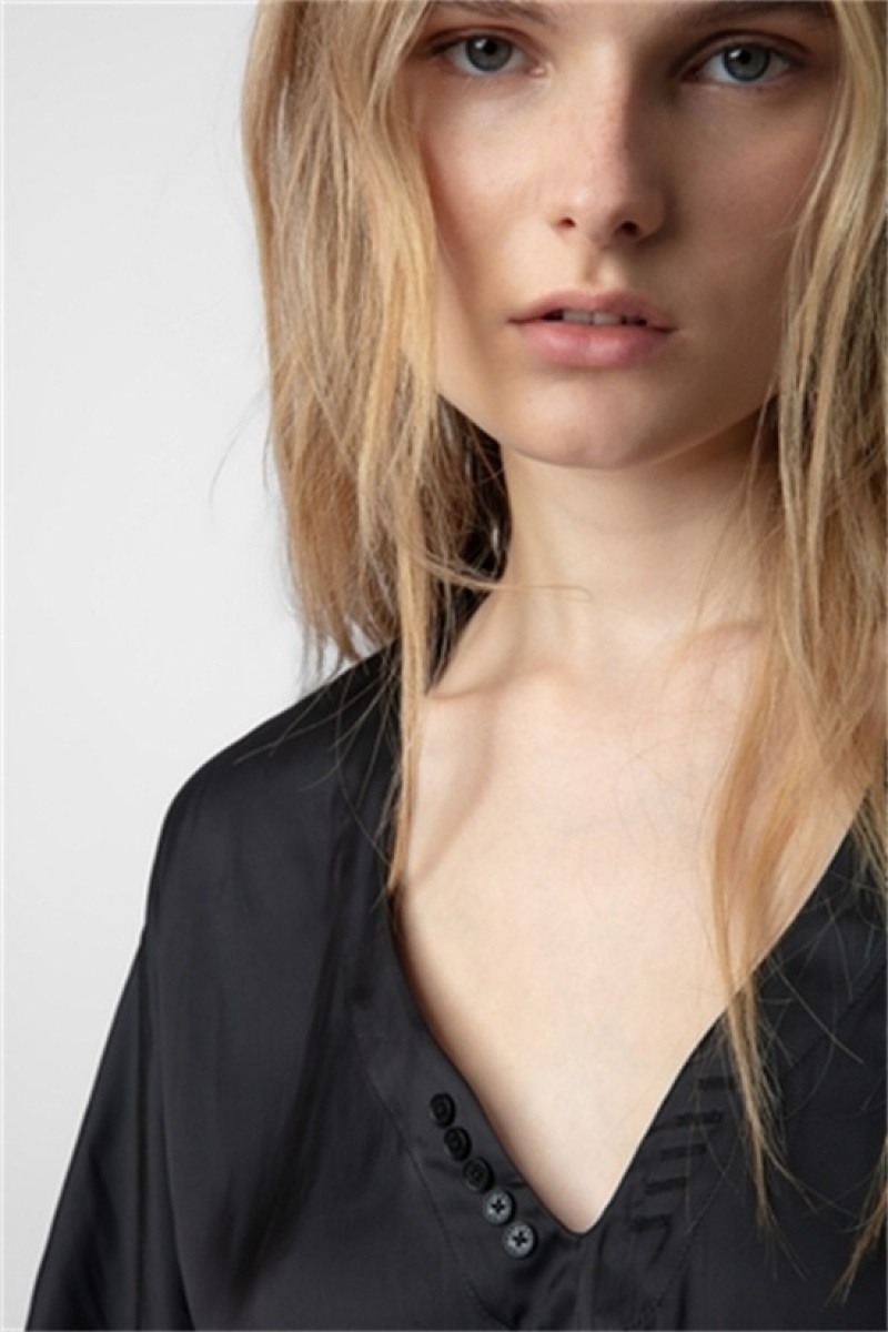 Zadig & Voltaire Tonastir Satin Blouse Negras | ZV-256307