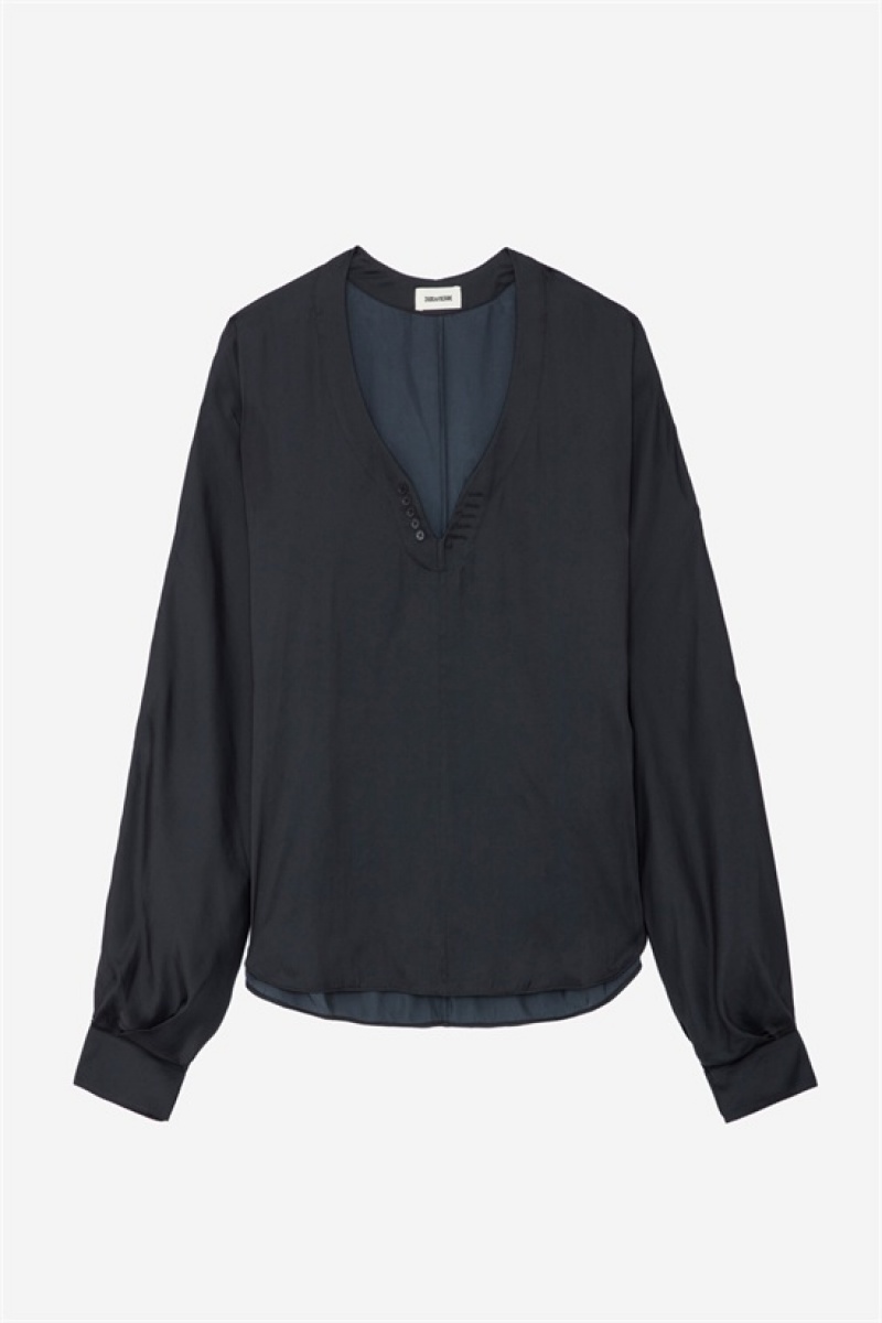 Zadig & Voltaire Tonastir Satin Blouse Negras | ZV-256307