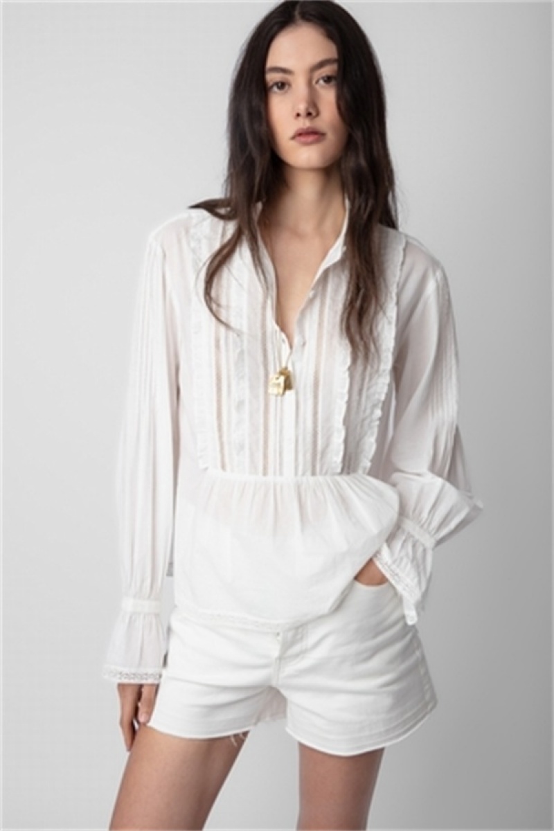 Zadig & Voltaire Tricia Shirt Blancas | ZV-256317