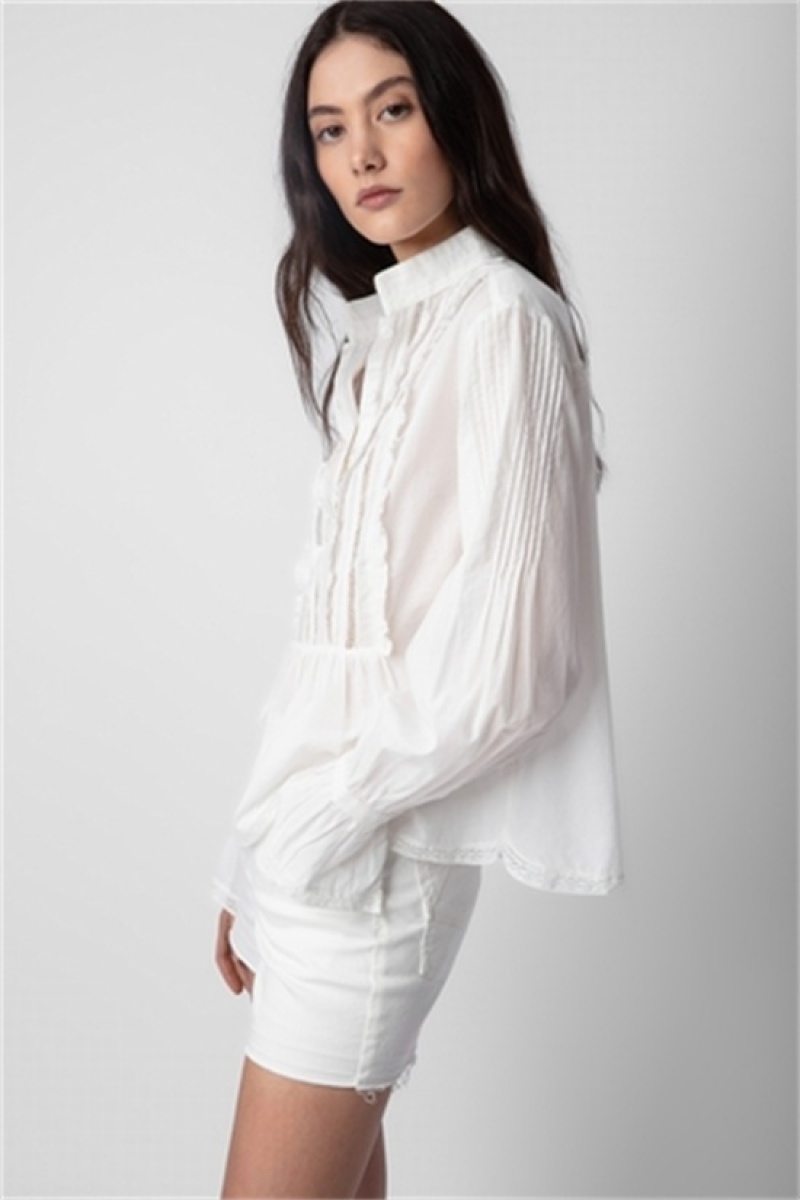 Zadig & Voltaire Tricia Shirt Blancas | ZV-256317