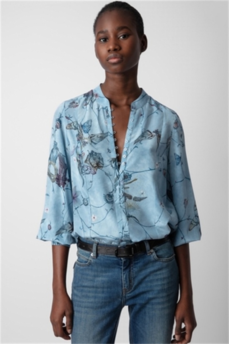 Zadig & Voltaire Twina Silk Shirt Azules | ZV-256333