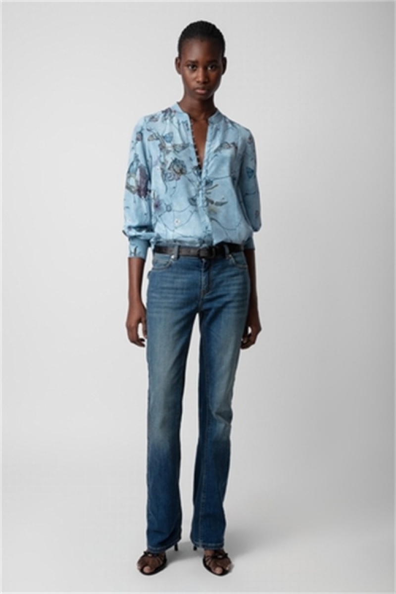 Zadig & Voltaire Twina Silk Shirt Azules | ZV-256333