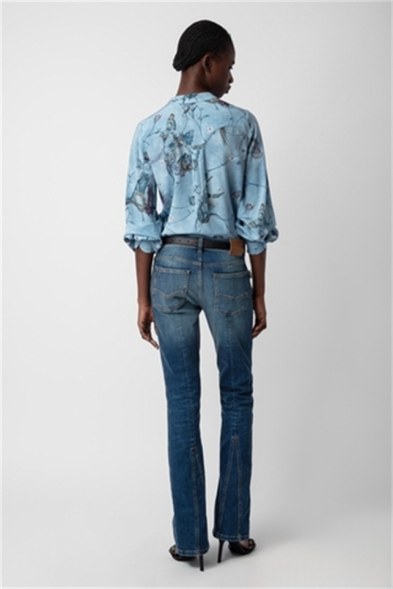 Zadig & Voltaire Twina Silk Shirt Azules | ZV-256333