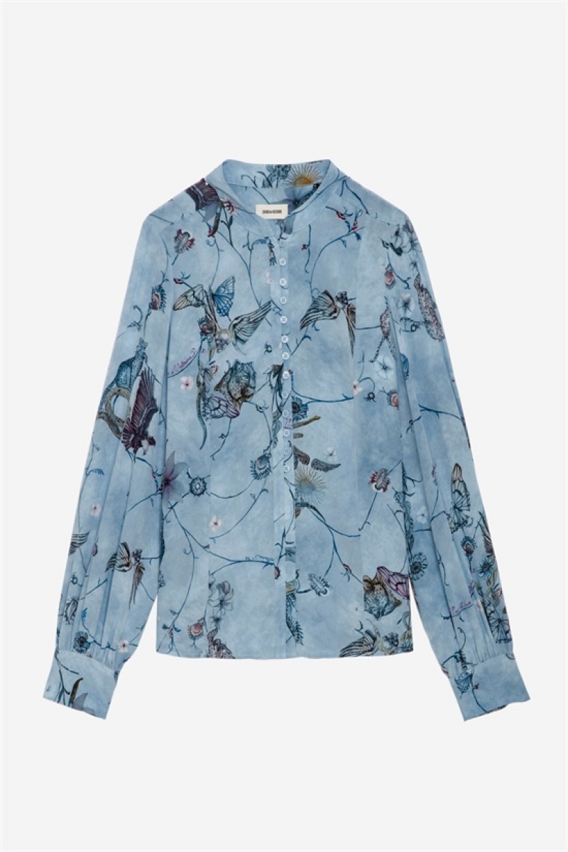 Zadig & Voltaire Twina Silk Shirt Azules | ZV-256333