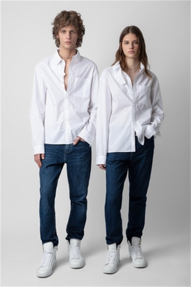 Zadig & Voltaire Tyrone Popline Shirt Blancas | ZV-256328