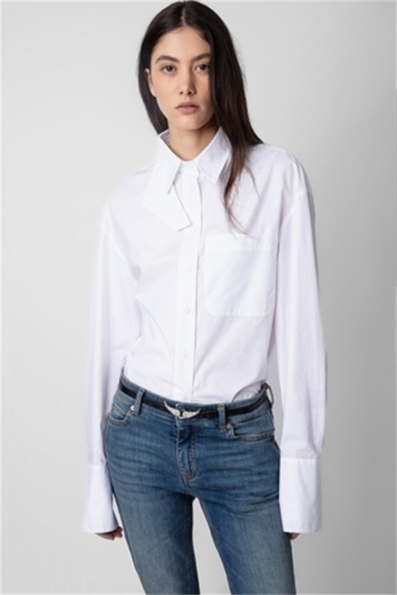 Zadig & Voltaire Tyrone Popline Shirt Blancas | ZV-256328