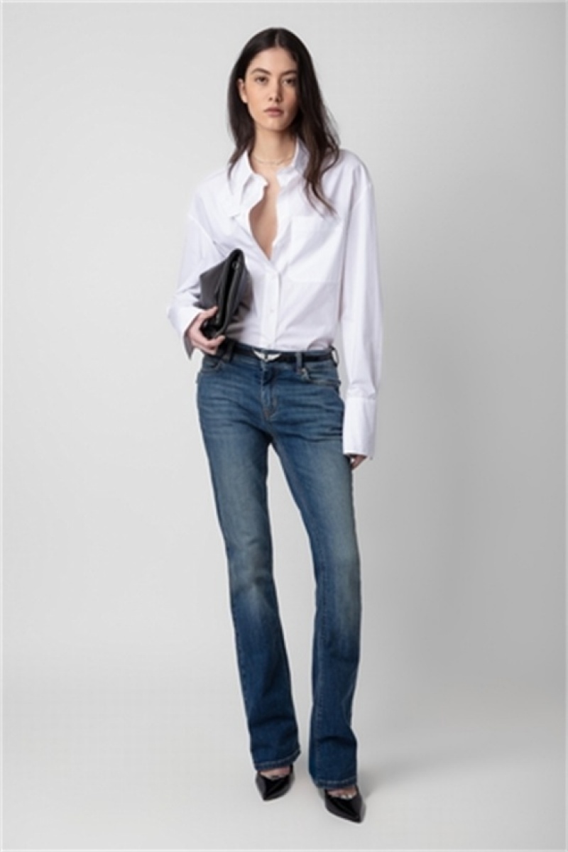 Zadig & Voltaire Tyrone Popline Shirt Blancas | ZV-256328