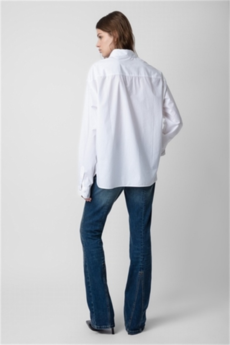 Zadig & Voltaire Tyrone Popline Shirt Blancas | ZV-256328