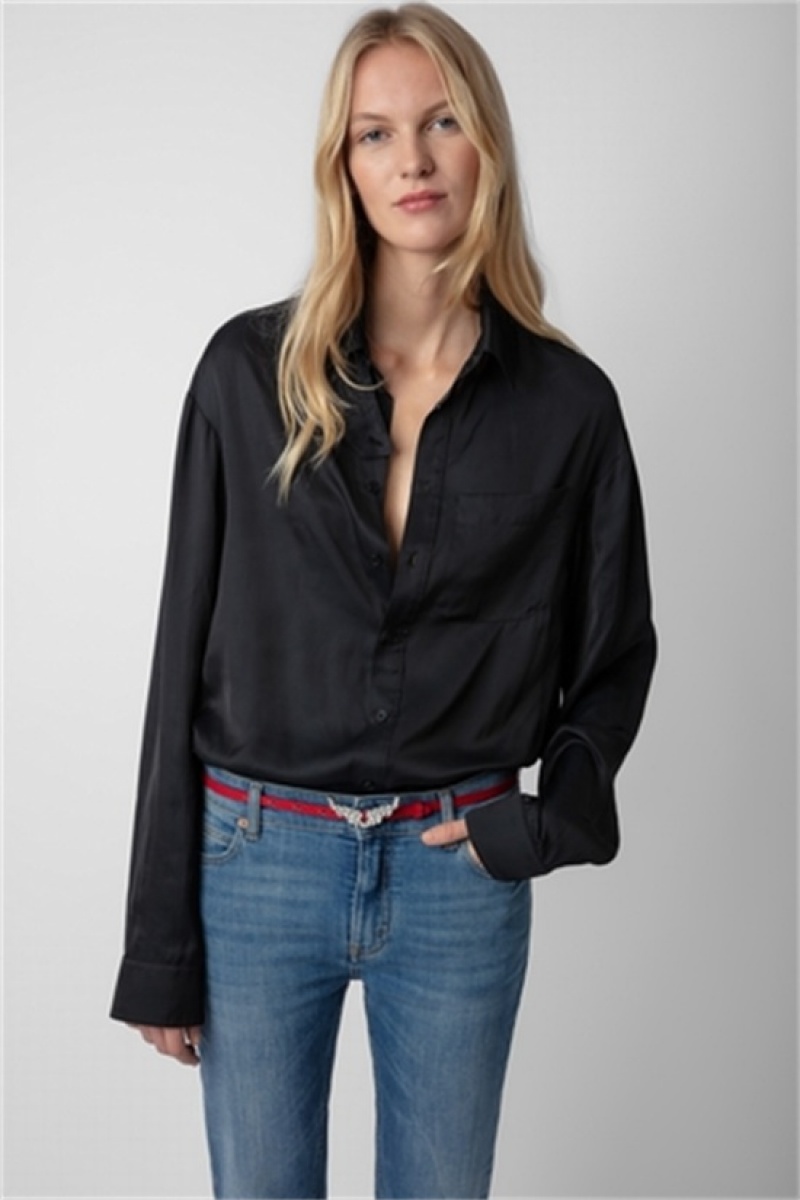 Zadig & Voltaire Tyrone Satin Shirt Negras | ZV-256309