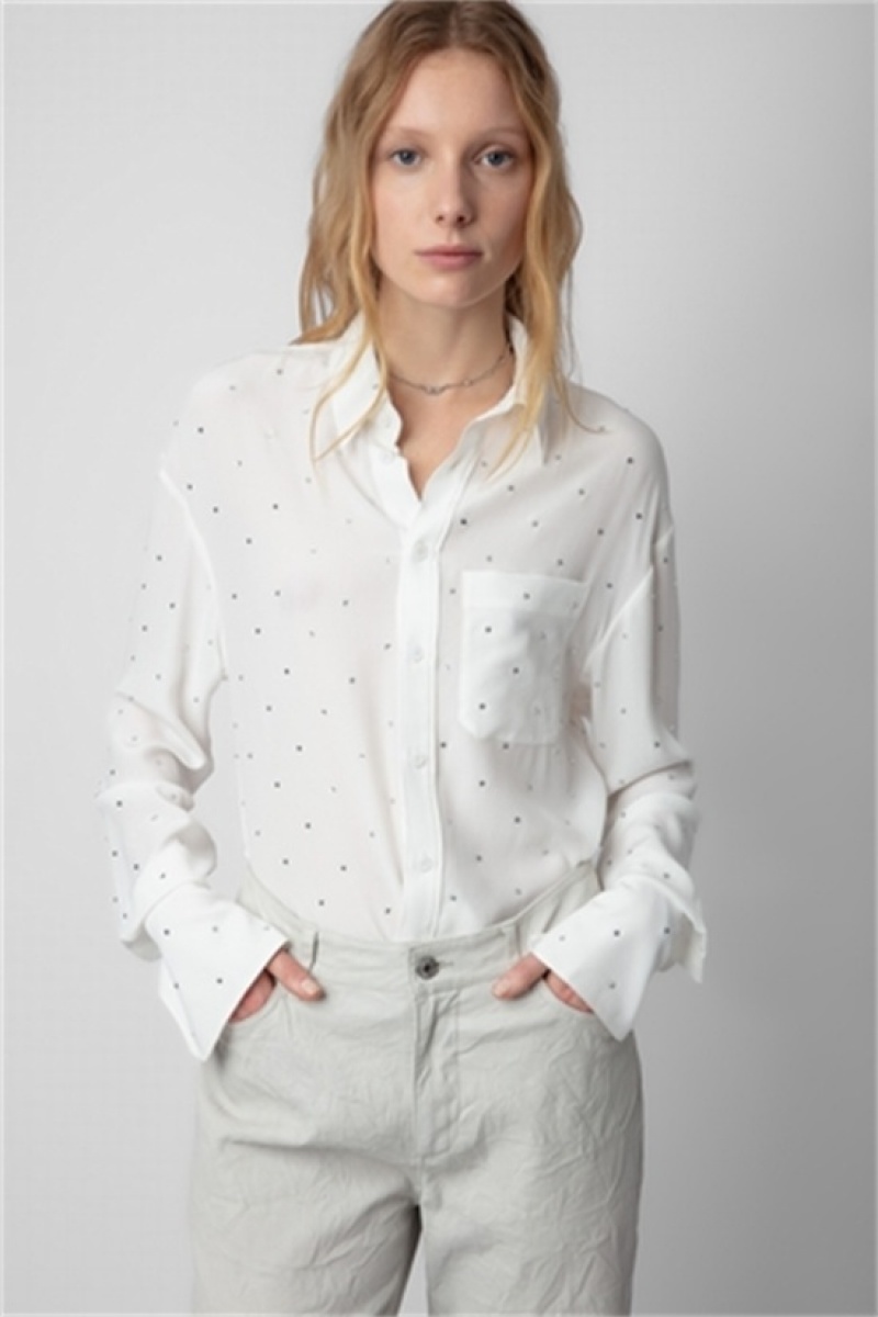 Zadig & Voltaire Tyrone Strass Shirt Blancas | ZV-256330