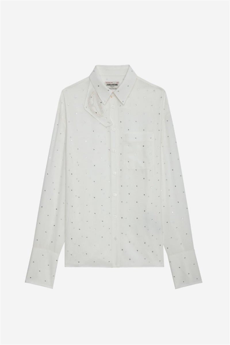 Zadig & Voltaire Tyrone Strass Shirt Blancas | ZV-256330