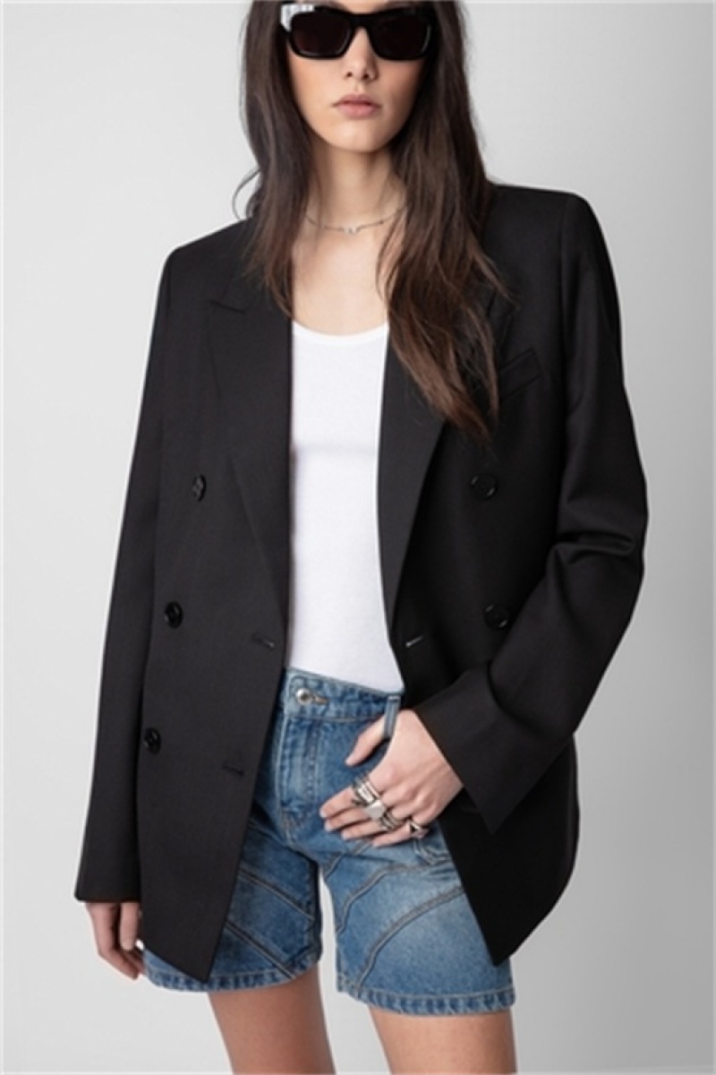 Zadig & Voltaire Vaena Slit Blazer Negras | ZV-256357