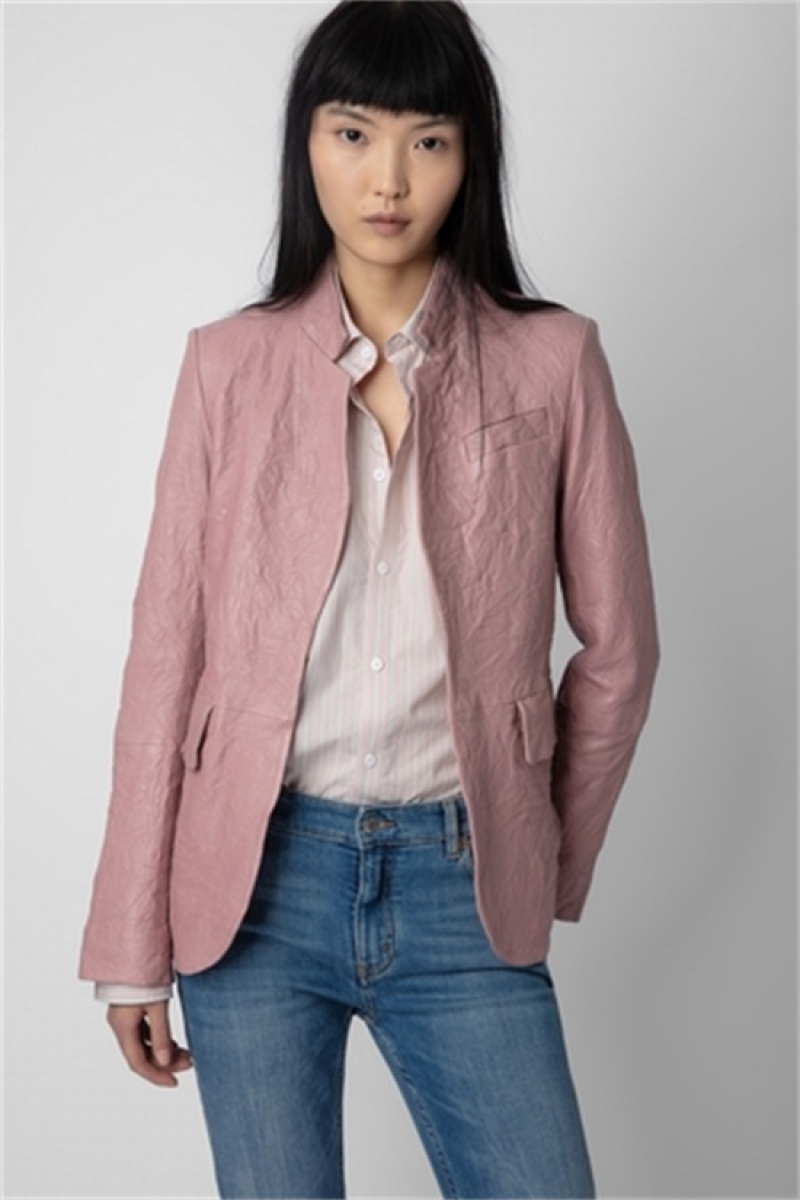 Zadig & Voltaire Very Crinkled Cuero Blazer Rosas | ZV-256354